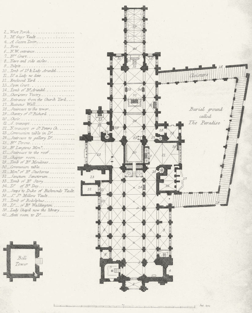 CHICHESTER. Cathedral, groining of roof. Storer 1814 old antique print picture